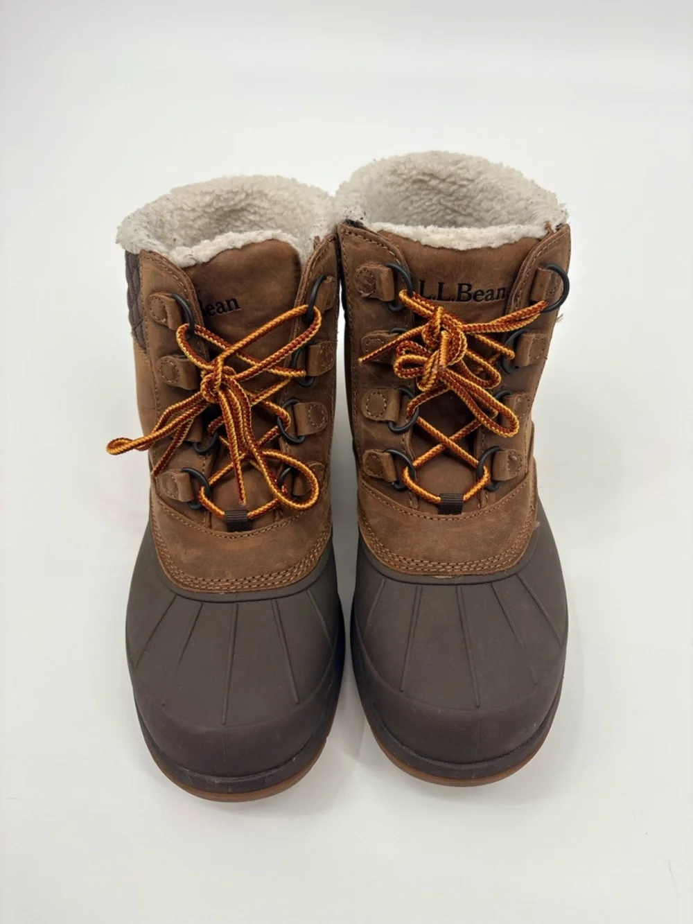 L.L.Bean Brown Duck Boots with Sherpa Lining Women's Storm Chaser Boots Lace-Up
